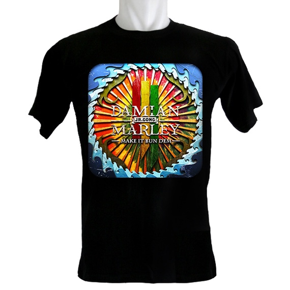 Indoshirt - Kaos Damian Marley Make It Bun Dem - Bahan Katun - Kerah O - Ukuran 3XS sampai dengan 3X