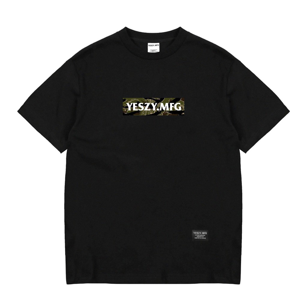 YESZY.MFG Tshirt Black Logo Box Tiger Camo