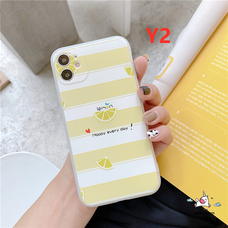 Case Samsung A50 A50s A30s A12 A52 A32 A72 A02s A51 A71 A21s A11 M11 J2prime J7prime A10s A20 A30 A10 A20s A750 M10 A70 A7 2018 3D Embossed Cute Fruit Lemon Soft TPU Cover Oppo A92 A52 A72 A53 2020 A33 2020 Reno4-2