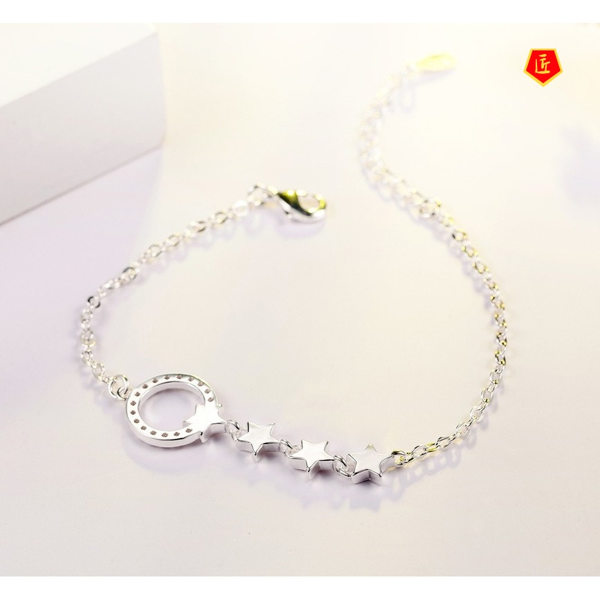 [Ready Stock]Silver Shining Five-Pointed Star Anti-Allergy Bracelet