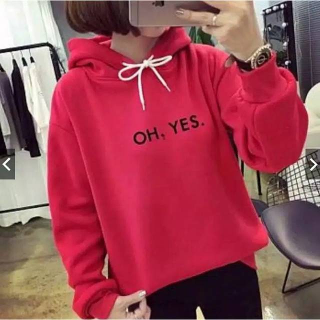 Sweater oh yes sweater wanita kekinian jaket hoddie fashion remaja