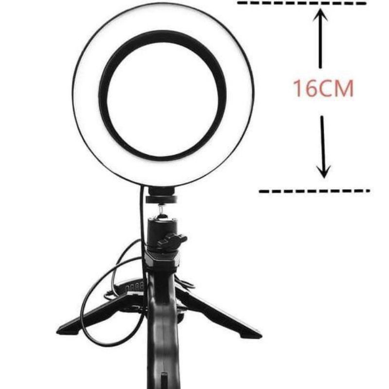 Trend-Ringlight Led 16Cm Lampu Make Up Vlog Lampu Ringlight Live PLUS Tripod Foldable