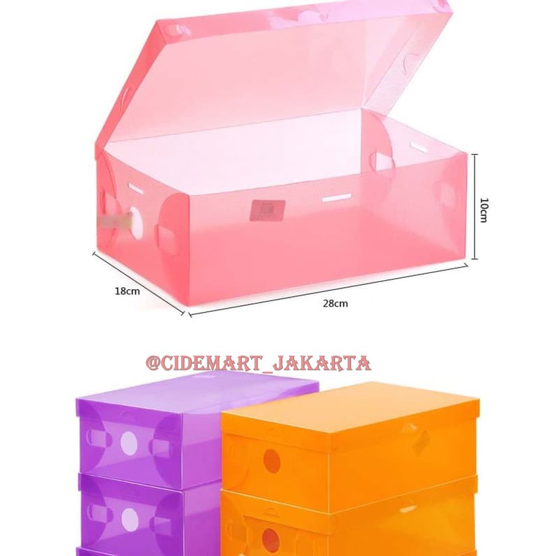 [BISA COD] KOTAK SEPATU TRANSPARAN UKURAN BESAR WARNA WARNI TERMURAH