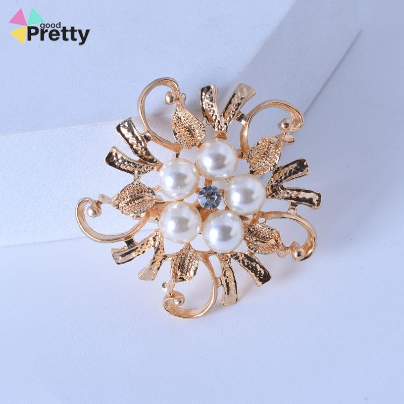 Pakaian All-Match High-end Pearl Fashion Floral Alloy Bros Kepingan Salju Berlapis Perak - PD