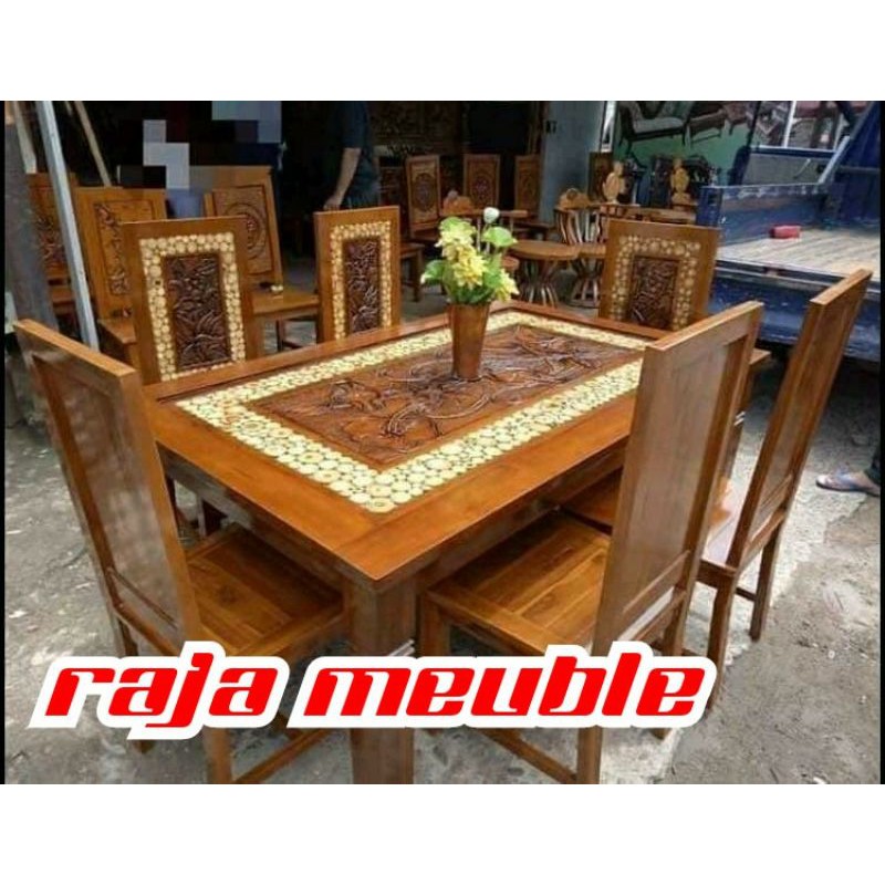 KURSI MAKAN MOTIF KOIN,KURSI MAKSN KOIN,MEJA MAKAN KOIN,MEJA MAKAN JATI