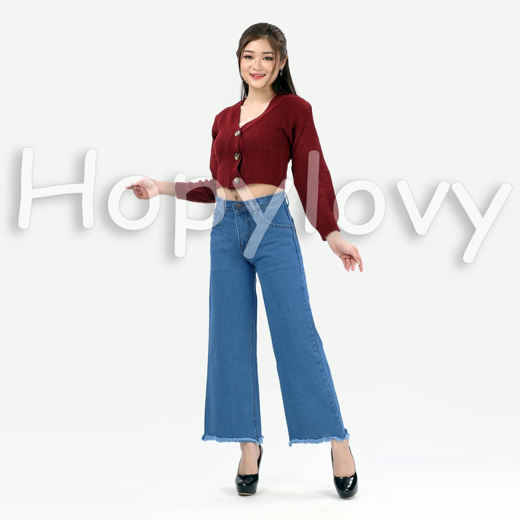 Hopylovy Celana Kulot Jeans Wanita | Celana Jeans Kulot Wanita | Celana Boyfriend Kulot Jeans Kenzie