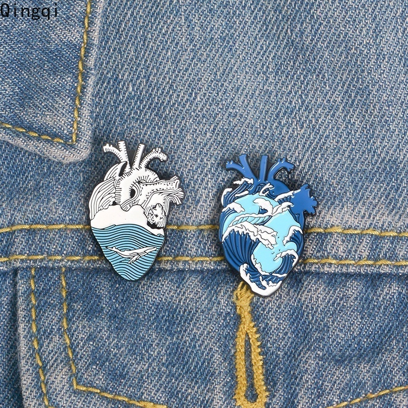 Ocean Bros Pin Enamel Desain Ikan Paus Biru Laut Aksesoris Wanita