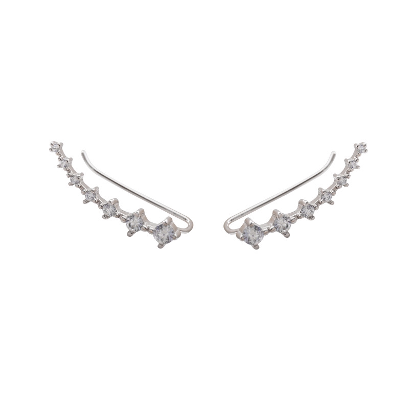 Anting Stud Earrings Rhinestone Zircon Star Earrings Ear Cuff For Women Jewelry Accessories Sweet Heart Jewelry