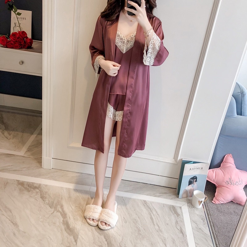 Lingerie Kimono Dress Sexy/ Baju Tidur Sexy Transparan Wanita / Kimono Satin Silk Premium /Sleepwear Wanita Seserahan 131