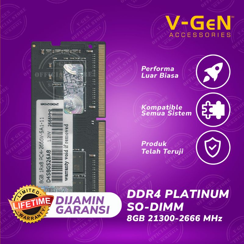 DDR4 SODimm V-GeN 8GB PC21300 2666Mhz Platinum