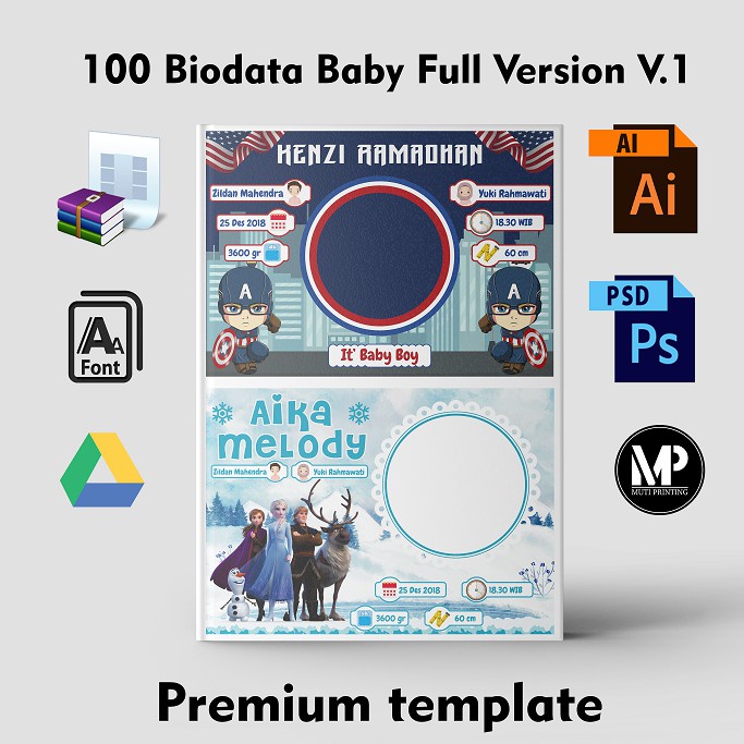 100 Biodata Baby Full Version V1 - Photoshop &amp; Coreldraw