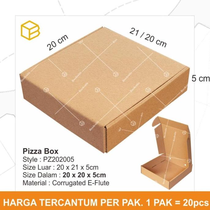 

*#*#*#*#] Dus Pizza Box Kotak Packing Karton Corrugated 20 x 20 x 5cm - PZ202005