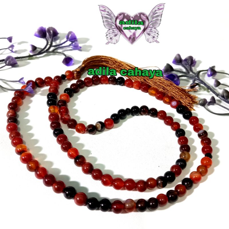 TASBIH BATU AKIK SULAIMAN MADU 6MM 99 BUTIR