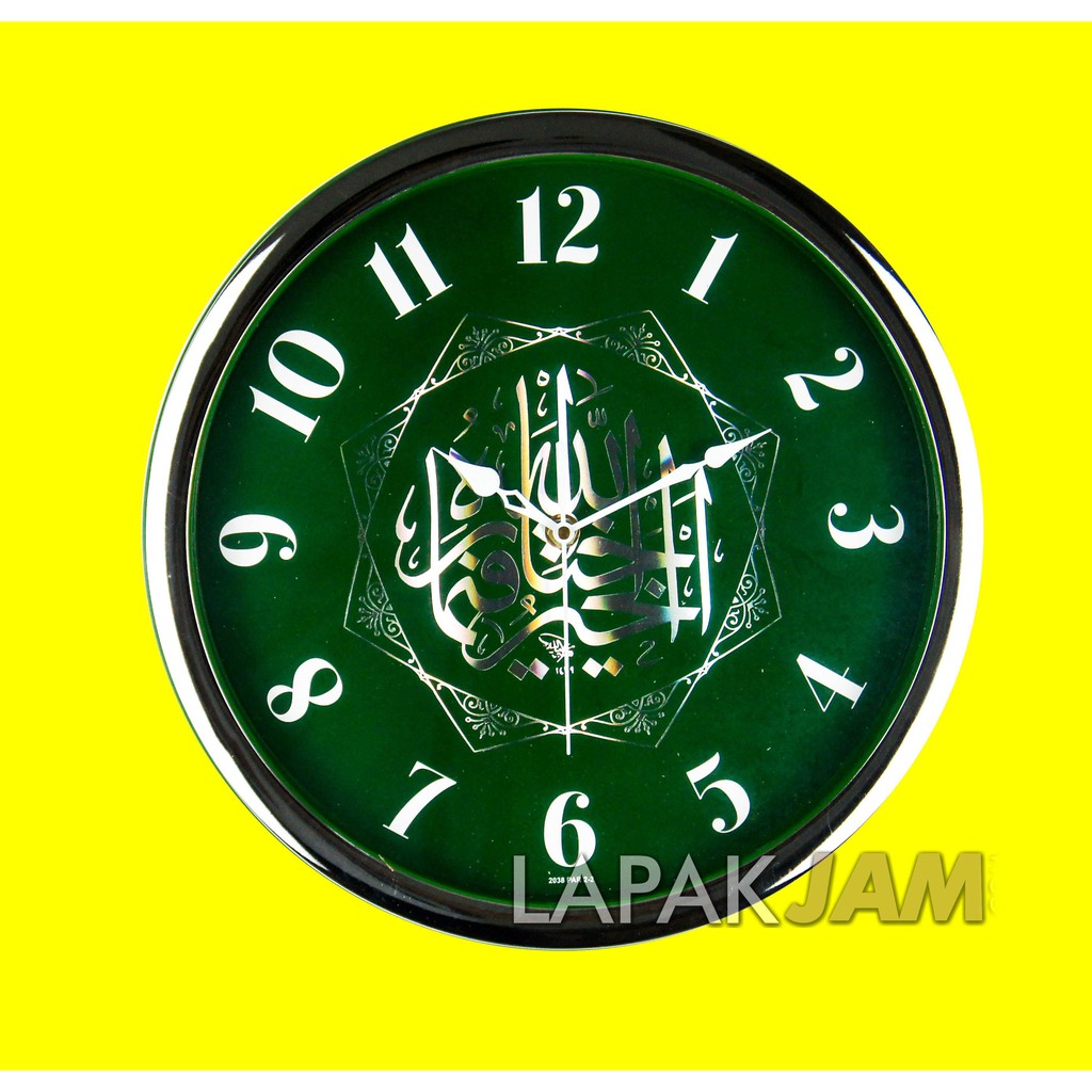 Jam Dinding Kaligrafi Dekorasi Rumah Warna Hijau Hitam Besar Wall Clock PIONEER HS 2038 PAR 2