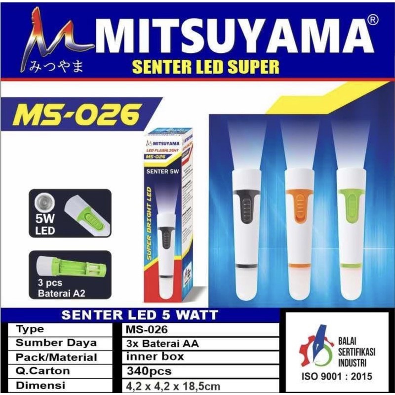 MITSUYAMA Senter +Senter LED Samping Senter Tangan Mitsuyama pakai Baterai AA