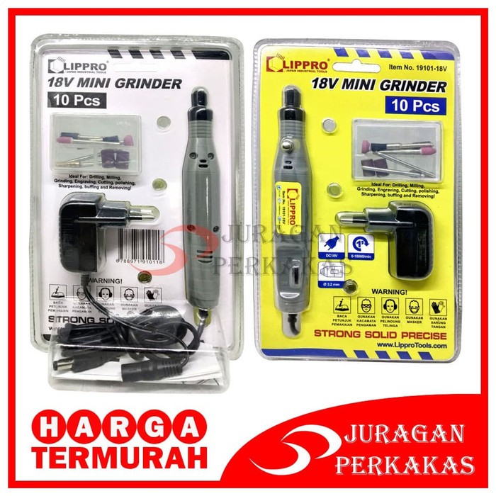 MINI DIE GRINDER BATERAI SET LIPPRO 18V GERINDA BOR TUNER BUKAN MOLLAR