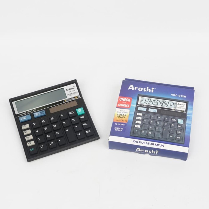 

KALKULATOR DIGITAL LAYAR BESAR 12 DIGIT SOLAR PANEL BATERAI ARASHI