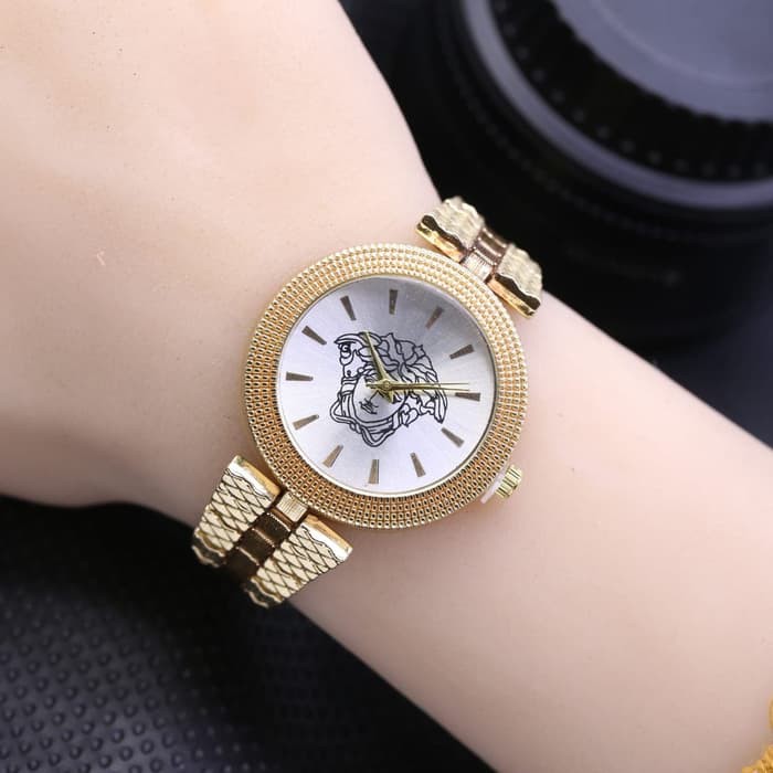 Ready 5 Pilihan Warna Jam Tangan Fashion Wanita Versace Balok Rantai