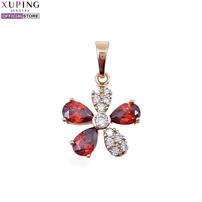 XUPING LIONTIN EMAS MOTIF BUNGA BATU MERAH ZIRCON 0141180275