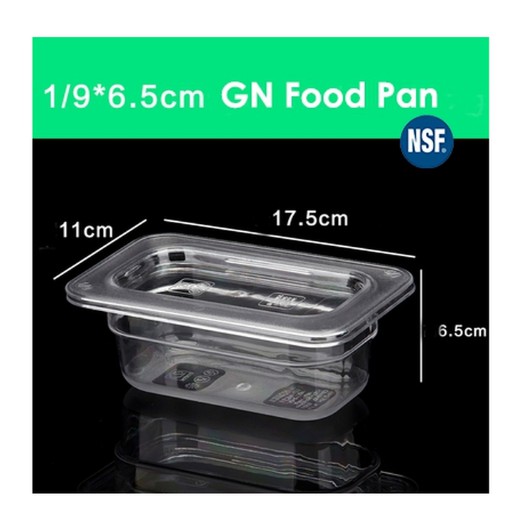 Polycarbonate Food pan 1/9 tinggi 6.5CM - foodpan 1/9 T6.5 tahan 100C