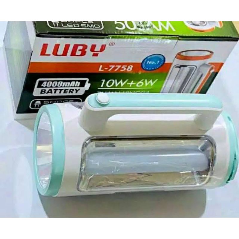 Senter Lampu Emergency Luby L-7758 L7758 Senter jumbo LED 10Watt  Lampu 6watt