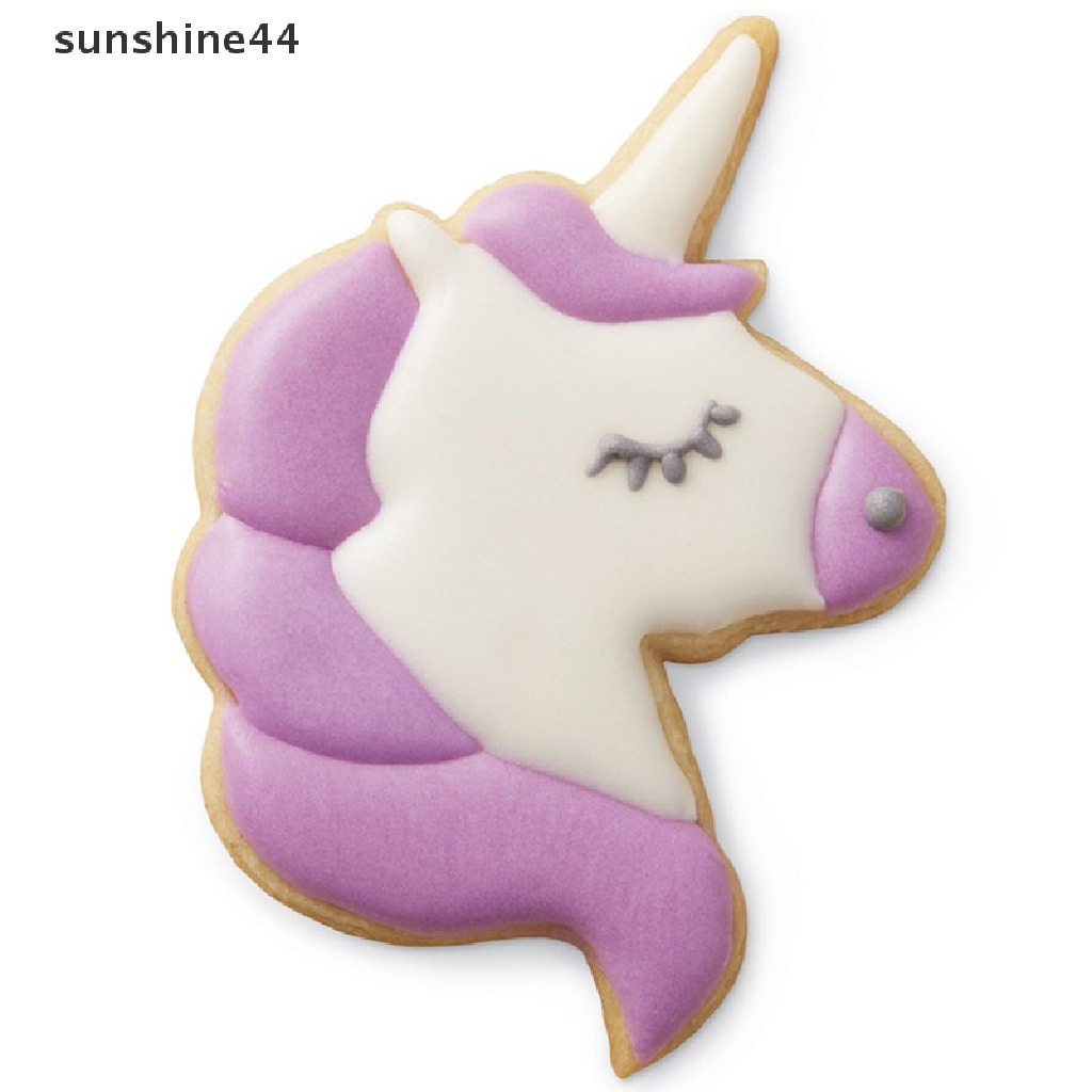 Sunshine 4Pcs / set Cetakan Plunger Kue Bentuk Unicorn / Dinosaurus / Mahkota Bahan Plastik