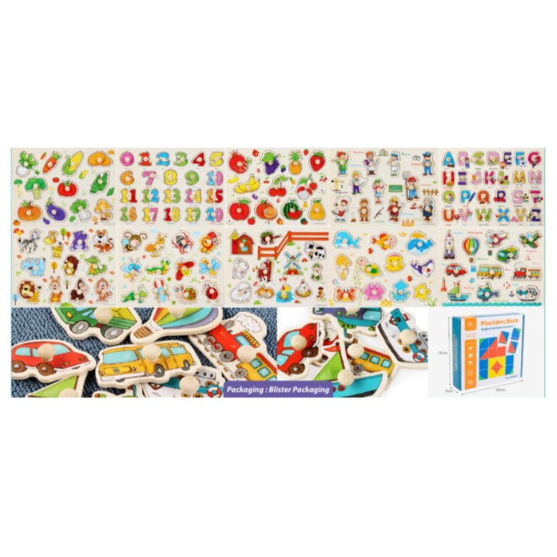 Mainan Anak PUZZLE BOARD SET Puzzle Kayu Edukasi Anak Puzzle Wooden