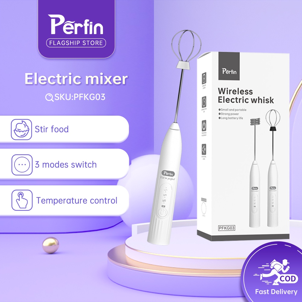 Perfin PFKG03 Hand Mixer Mini 2IN1 Coffee Mixer Hand Blender Pembuih Susu Pengocok Telur Handheld Blender USB Portable