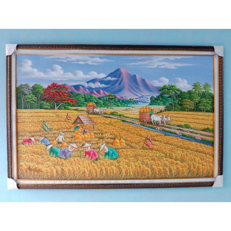 lukisan pemandangan panen