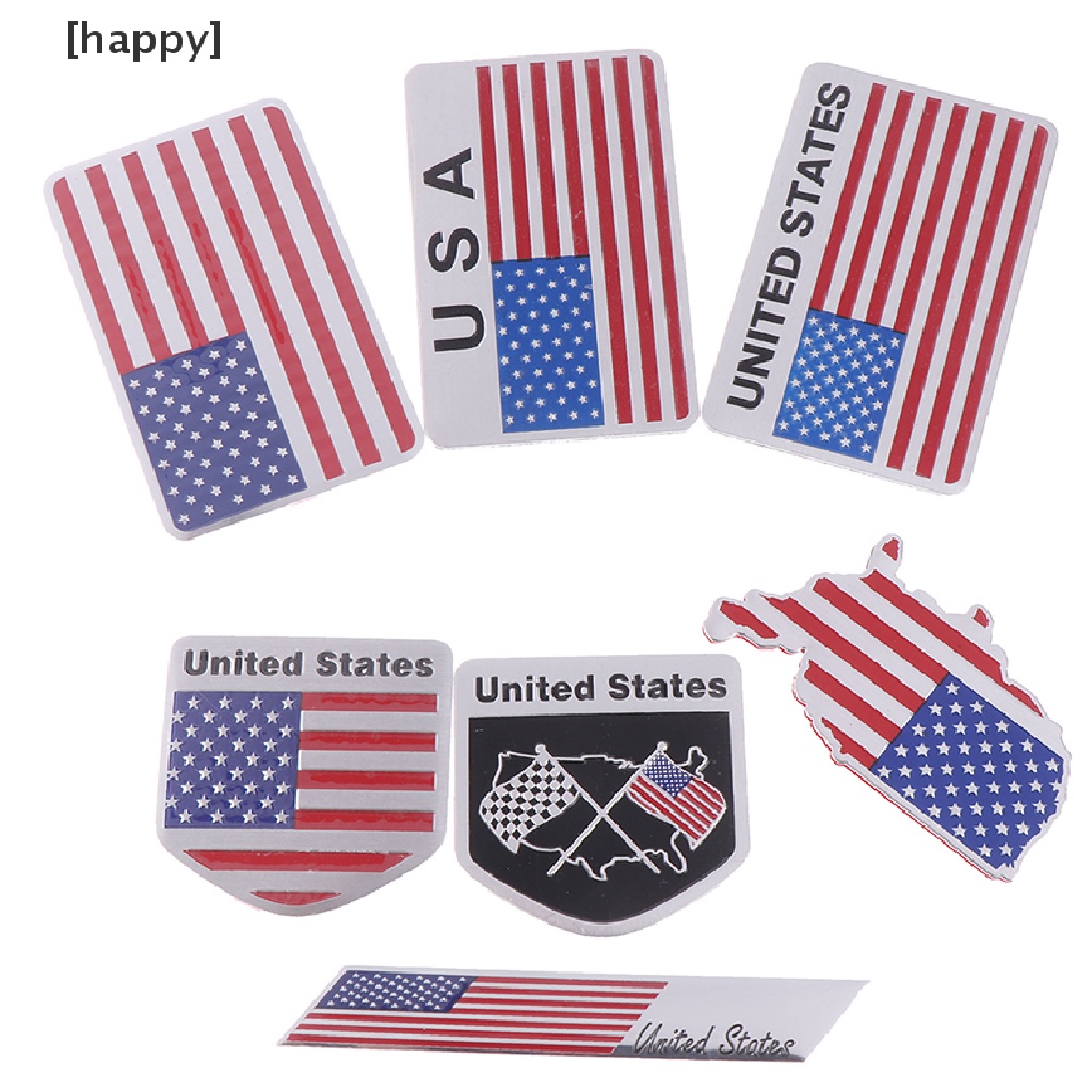 Ha 1pc Stiker Emblem Logo Bendera Amerika Bahan Alloy Untuk Dekorasi Mobilmotor