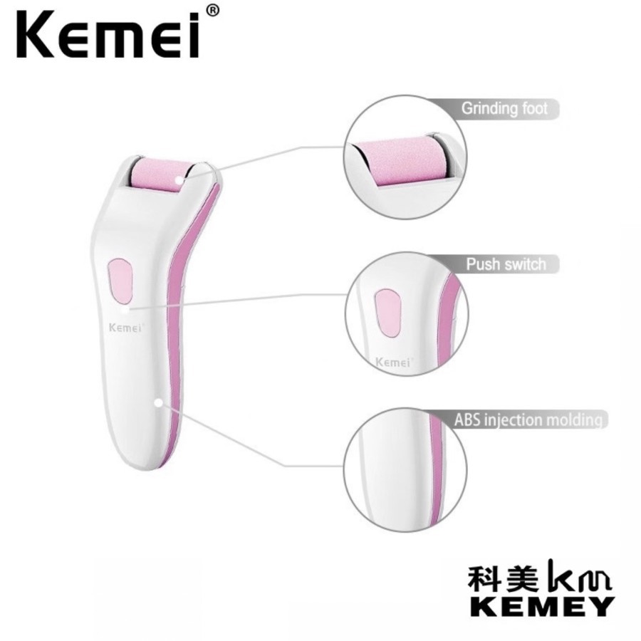 Kemei KM 374 Penghalus Penghilang Tumit Kulit Kaki Pedi Vac Callus Remover Waterproof Kemei KM-374