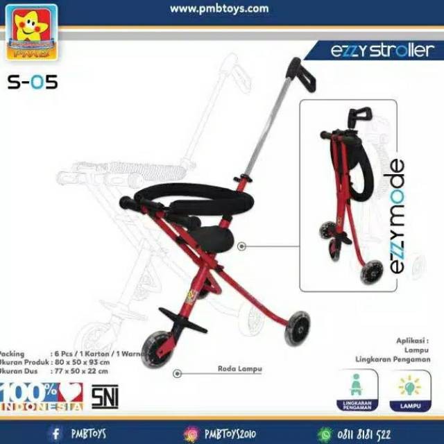 Stroller Anak PMB TOYS S05 Ezzy Kereta Dorong Bayi dan Balita Mode Portable Garansi Original SNI-6