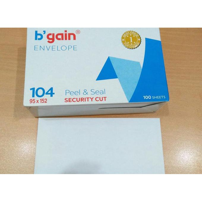 

Amplop Putih Merk B'gain Ukuran 104 80gsm Peel & Seal SPECIAL
