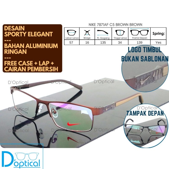 Kacamata Minus Pria - Kacamata Frame Minus Sporty Pria Nike Aluminium Ringan