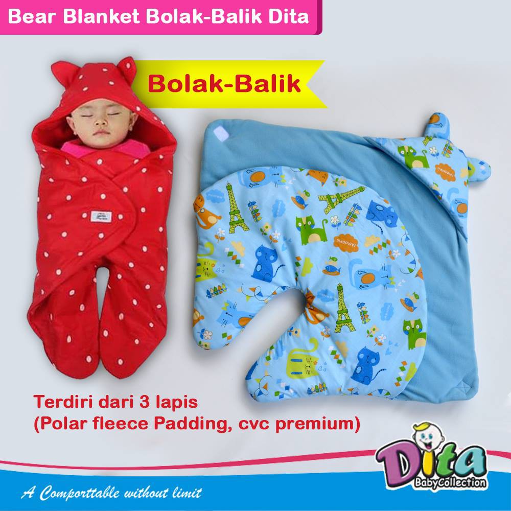 Bear blanket dita Selimut bayi lembut Bolak balik selimut fleece selimut anak jaket anak baby cape