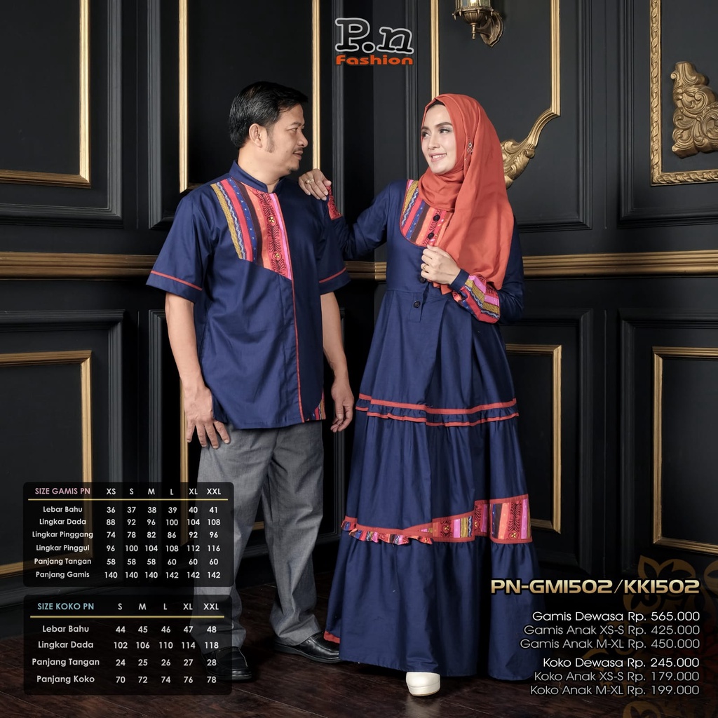 SARIMBIT PN FASHION PN SRB 1502 NAVY ( GAMIS KOKO DEWASA )