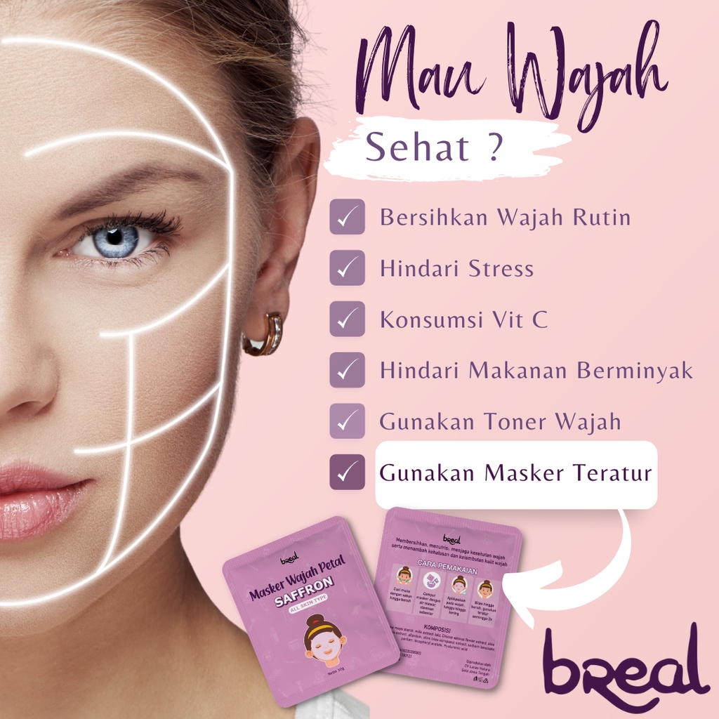 Masker Jerawat dan Bekas Jerawat Auto Glowing Masker Organik Saffron Safron Organic BREAL BPOM