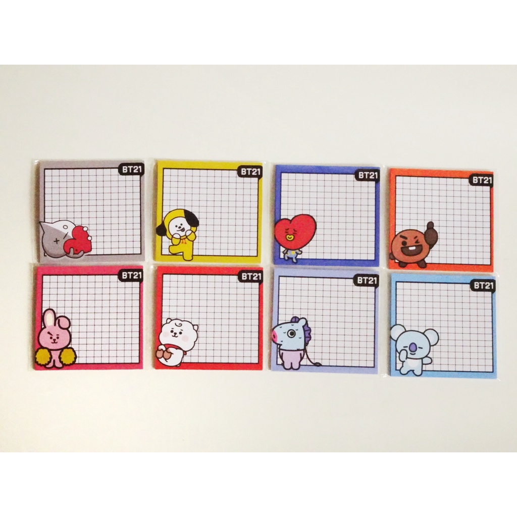 

[DUMBLE] 20 PCS MEMO PAD CUTE AESTHETIC SCRAPBOOK JOURNALLING DESAIN BT21 BTS