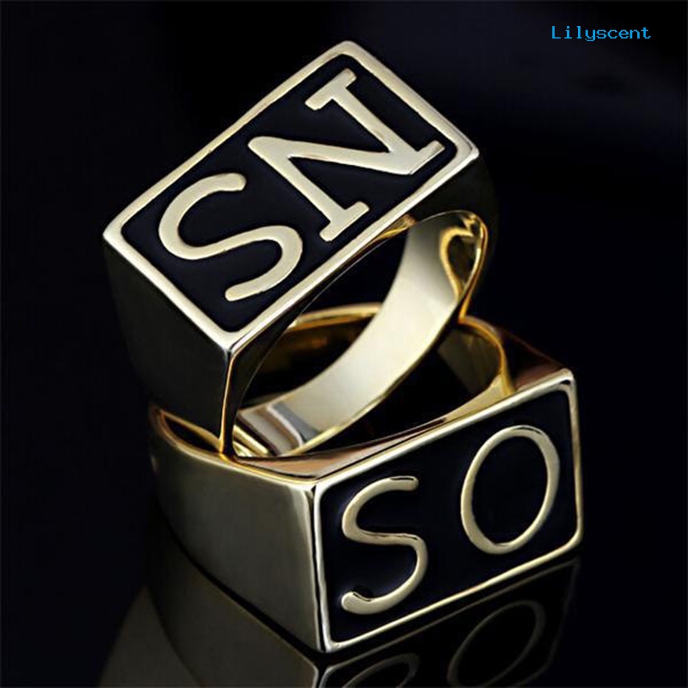 Ls 2Pcs / set Cincin Pasangan Bahan Stainless Steel Motif Sons of Anarchy Untuk Pria / Wanita