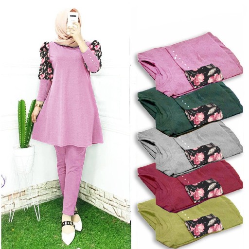 Set Meryolin Batik St Herlina Set Bellaluna Batik  Gamis Wisuda Gamis Muslim Murah