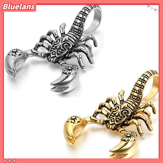 Bluelans Kalung Tali Kulit Imitasi Liontin Kalajengking Scorpion Gaya Vintage Punk Untuk Pria