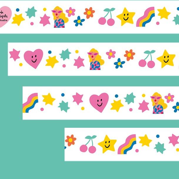

♚ Washi Tape Yellow Girl / White ✼