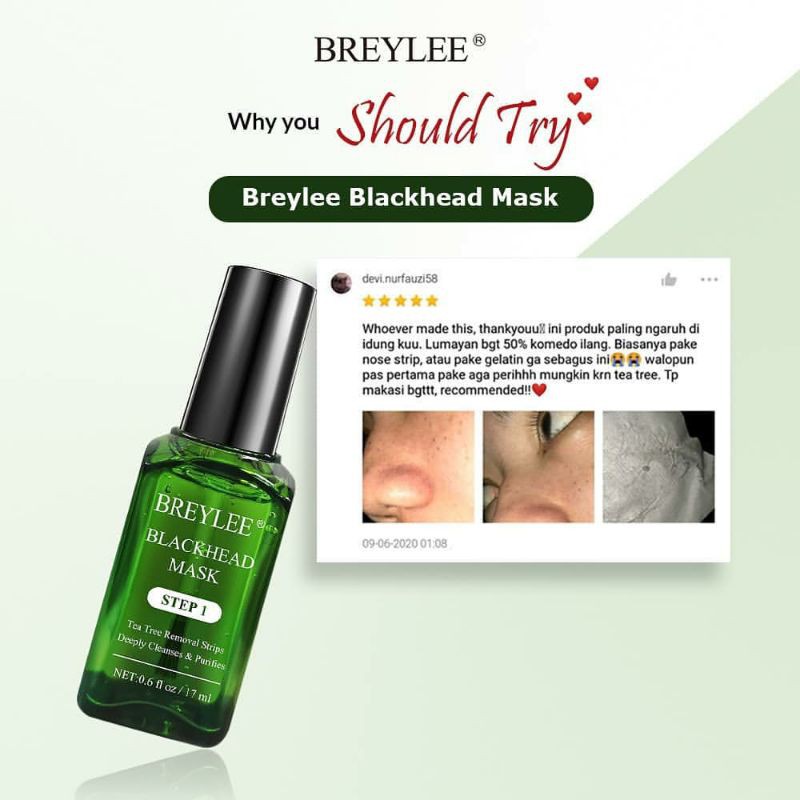 BREYLEE BLACKHEAD REMOVER 2 STEPS 100% ORIGINAL + 100pcs kertas