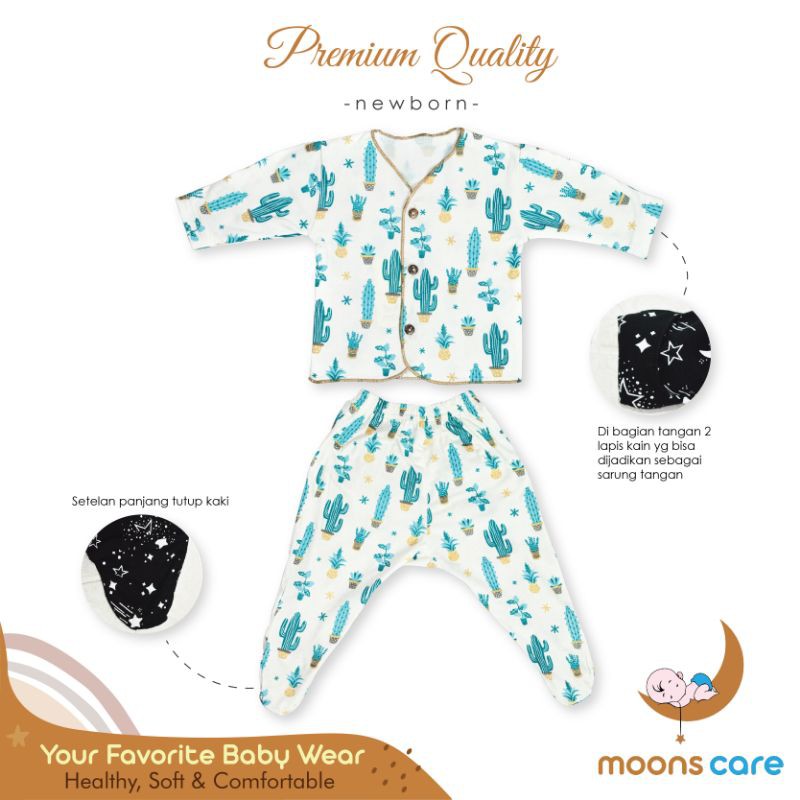 MOONS STELAN PANJANG TUTUP KAKI PREMIUM,STELAN BAJU TIDUR, PIYAMA BAYI NEWBORN