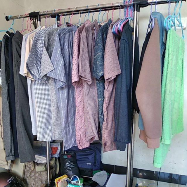 Stand Double Hanger 4 Roda