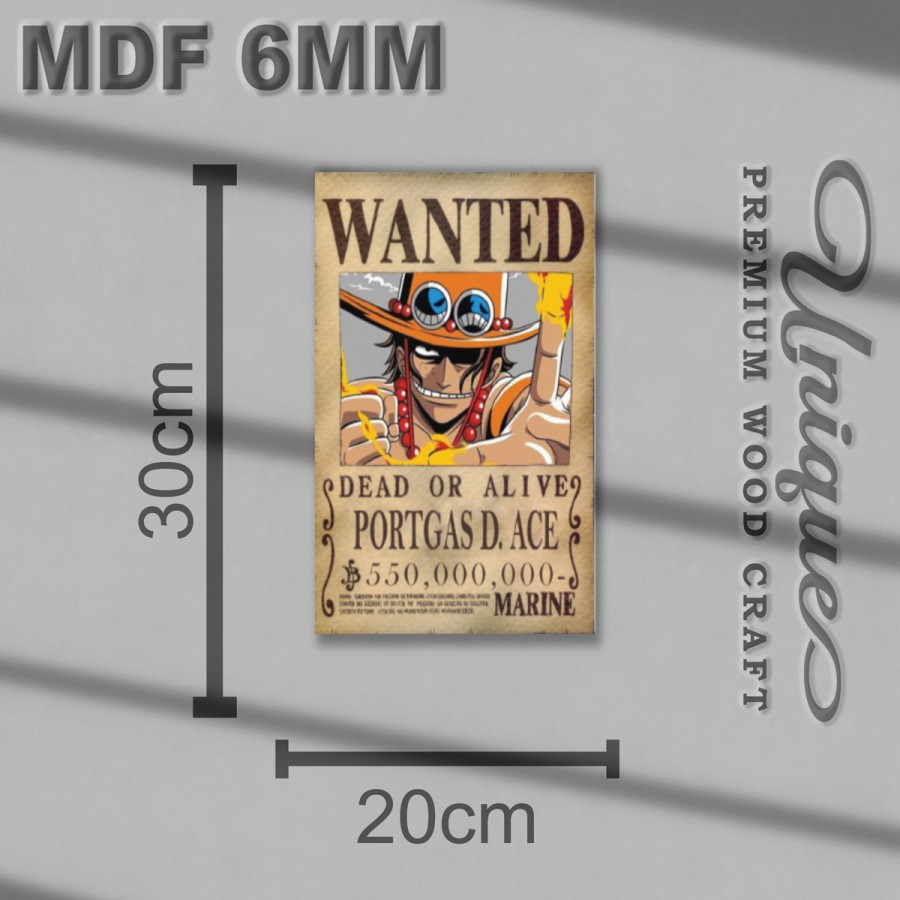 One Piece Wanted Bounty Poster Onepiece Poster Kayu Pajangan Dinding