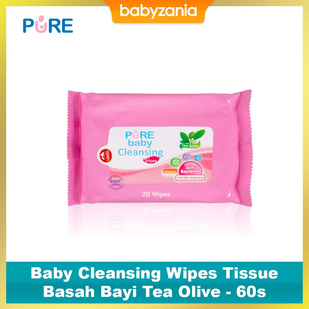 Pure BB Baby Cleansing Wipes Tissue Basah Bayi Tea Olive - 60 s