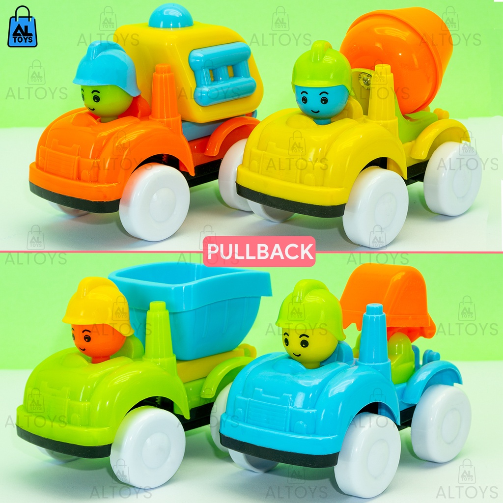 Mainan Mobil Konstruksi Cartoon Lucu Set Isi 2pcs Pullback OCT6113