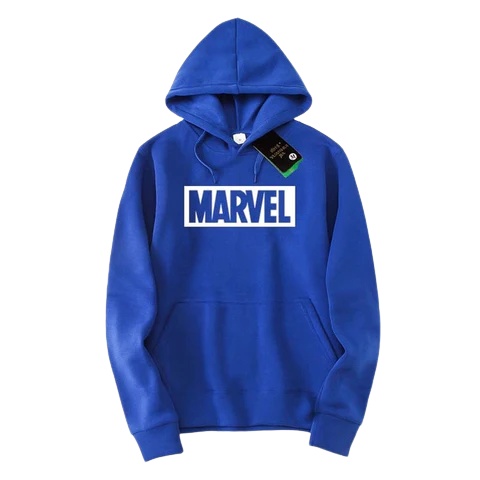 MARVEL WHITE Sweater Hoodie II MARVEL WHITE Jumper Hoodie II Sweter Oblong Topi Sz M - XL ( Pria &amp; Wanita / Anak &amp; Dewasa )