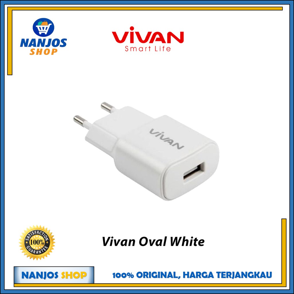 Vivan Charger Adaptor Batok Kepala Cas Fast Charging Power Oval White